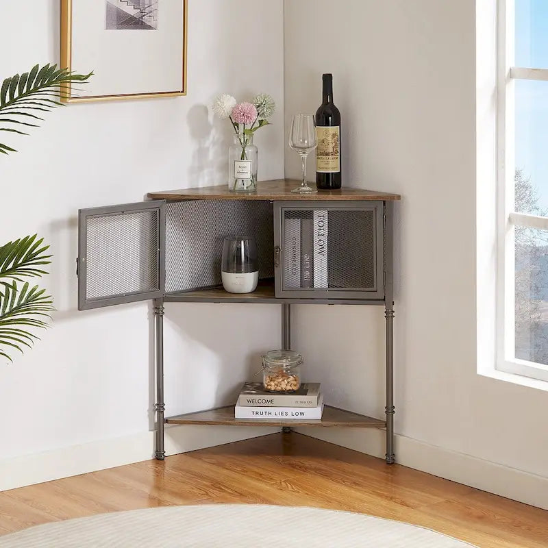 Table d’angle Javlergo avec tiroir et étagère de rangement – 19.92 x 19.92 x 29.29