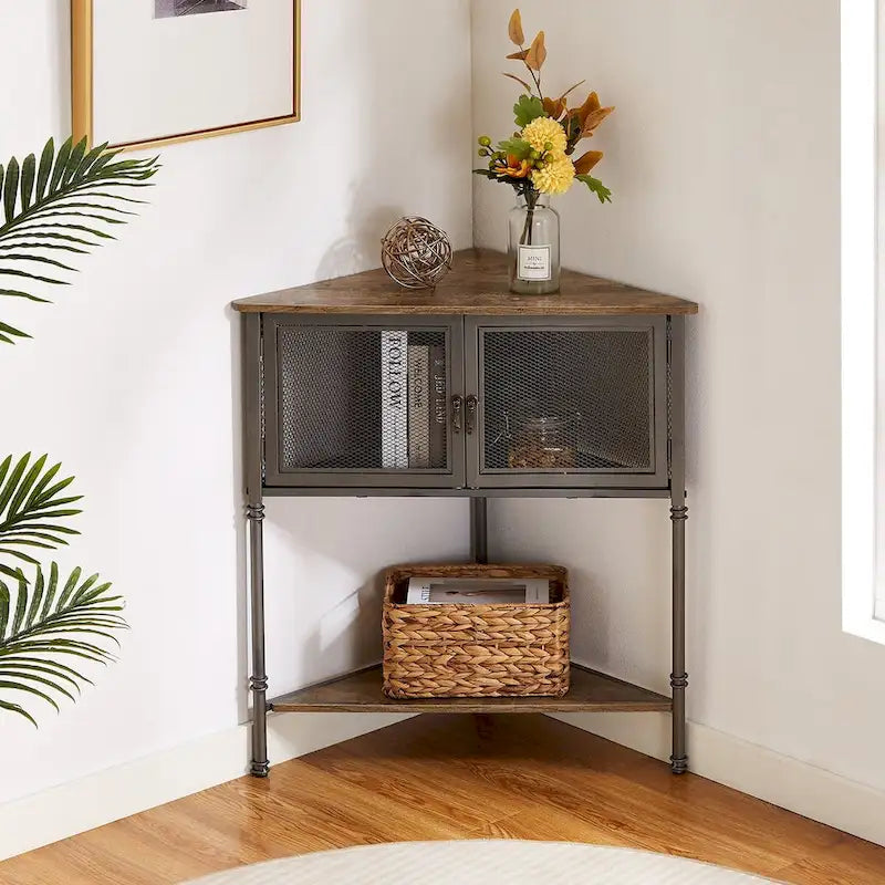Table d’angle Javlergo avec tiroir et étagère de rangement – 19.92 x 19.92 x 29.29