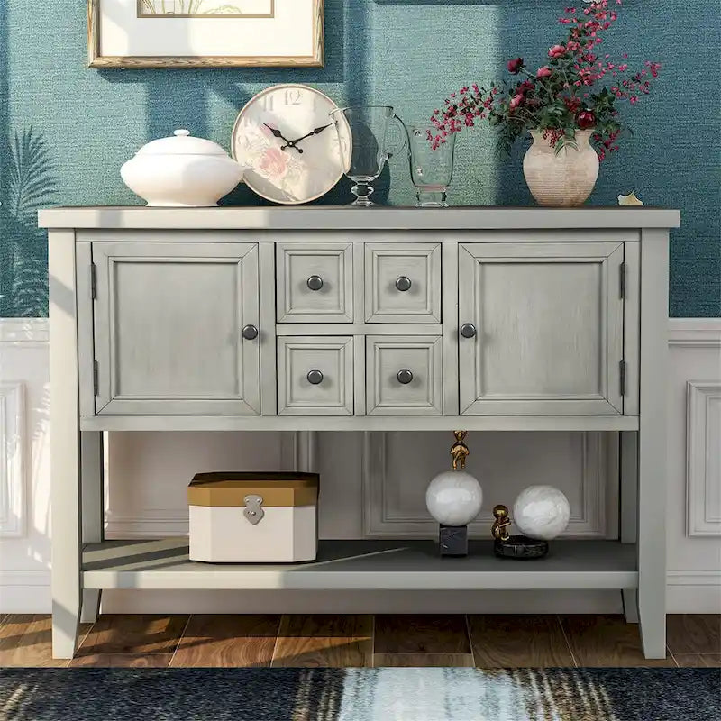 Vintage Buffet Sideboard Console Table with Bottom Shelf