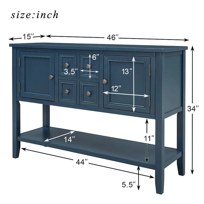 Vintage Buffet Sideboard Console Table with Bottom Shelf