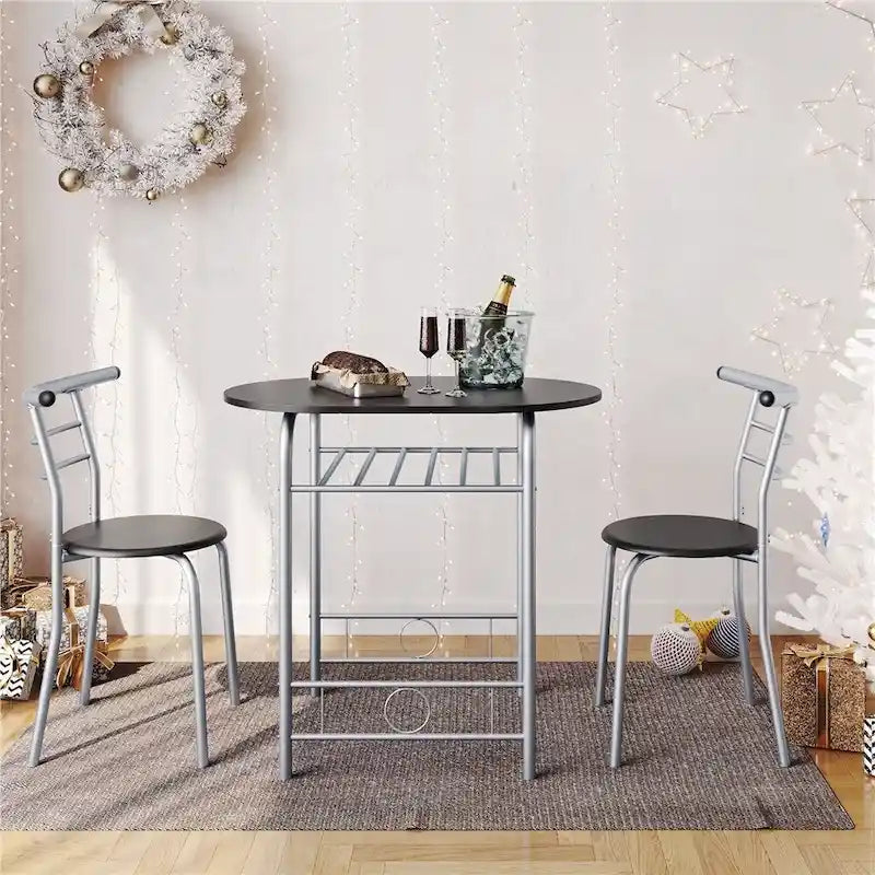 Yaheetech modernes rundes Esszimmerset, 3-teiliges Esszimmer-Set