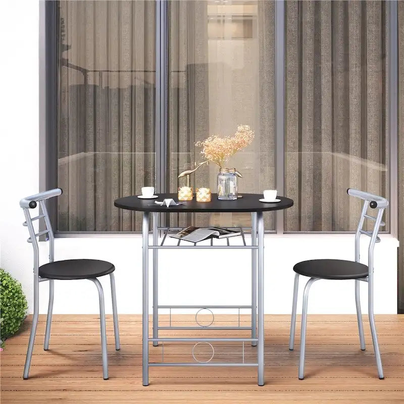 Yaheetech modernes rundes Esszimmerset, 3-teiliges Esszimmer-Set