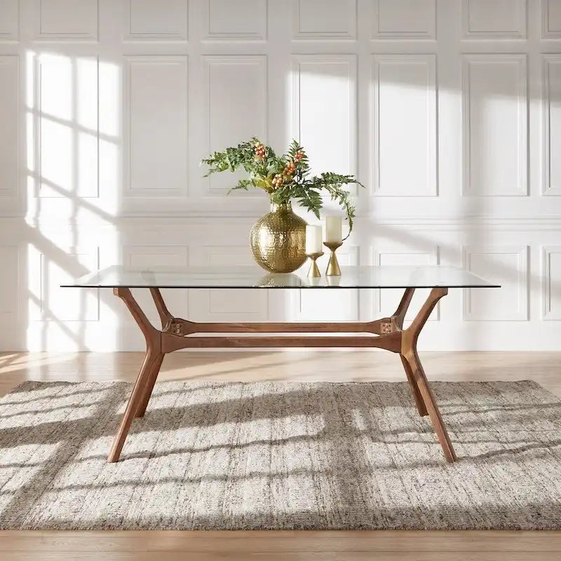 Table de salle à manger rectangulaire Nadine au style moderne du milieu du siècle, finition noyer foncé, par iNSPIRE Q Modern
