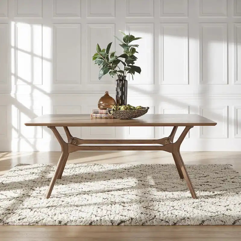 Table de salle à manger rectangulaire Nadine au style moderne du milieu du siècle, finition noyer foncé, par iNSPIRE Q Modern