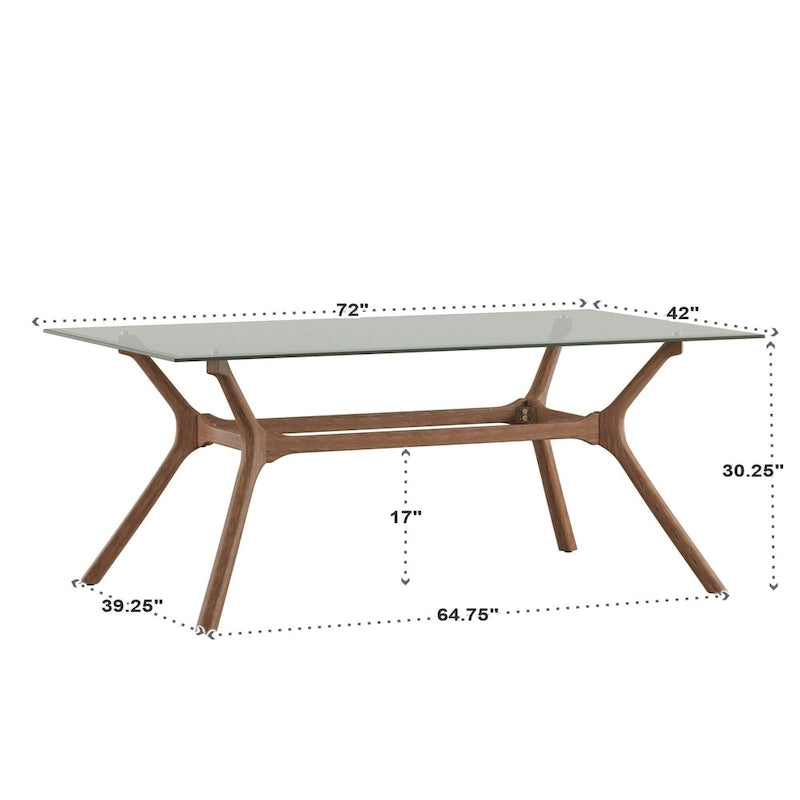 Table de salle à manger rectangulaire Nadine au style moderne du milieu du siècle, finition noyer foncé, par iNSPIRE Q Modern