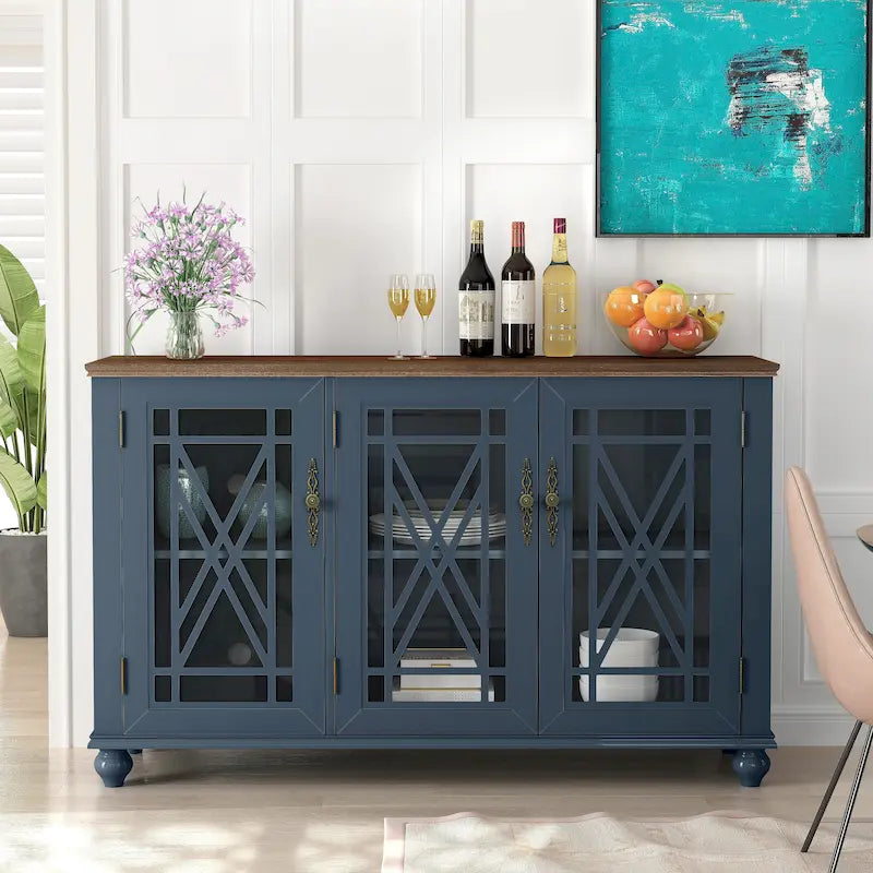 Gabinete aparador auxiliar decorativo de cocina de estilo vintage de 55 - 55 pulgadas de ancho
