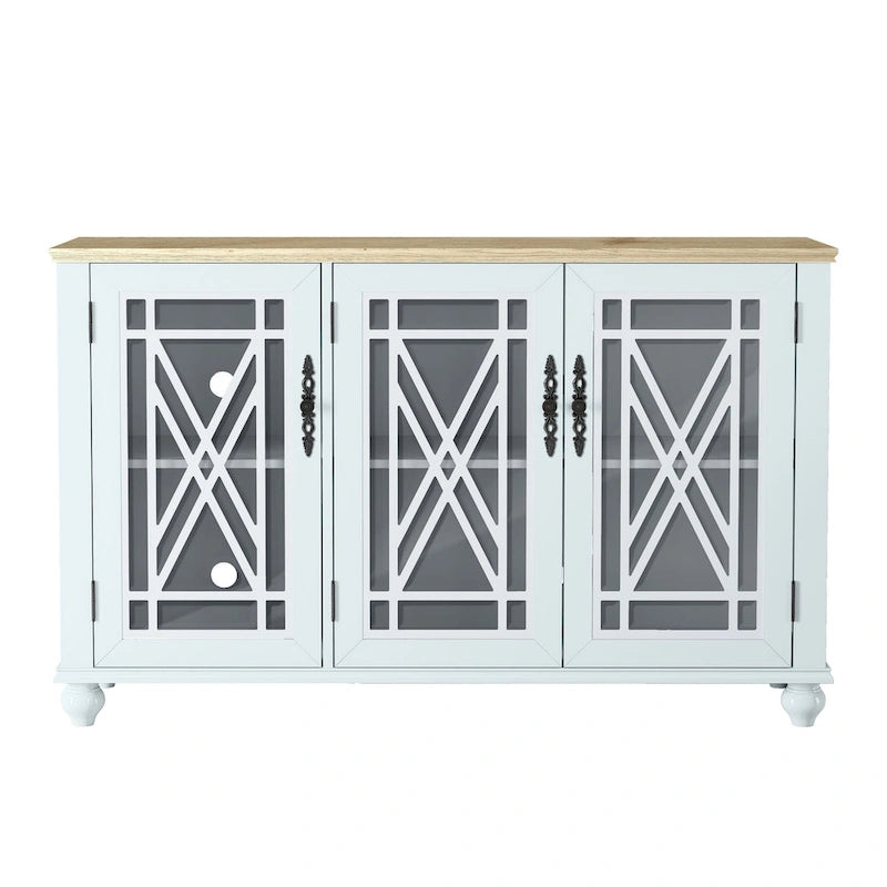 55 Vintage Style Kitchen Accent Buffet Sideboard Cabinet - 55 in Width