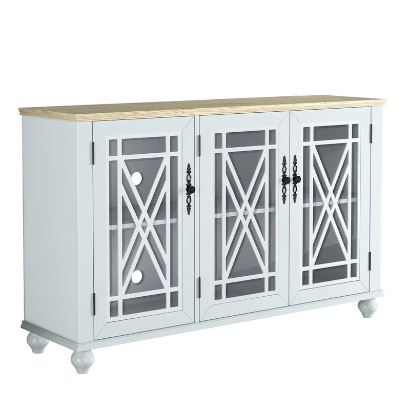 55 Vintage Style Kitchen Accent Buffet Sideboard Cabinet - 55 in Width