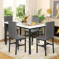 Grondin eetset voor 5 personen in moderne stijl met imitatiemarmeren blad en 4 eetkamerstoelen met fluwelen bekleding