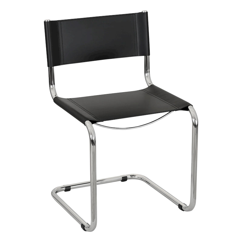 Silla auxiliar voladiza Mart Stam de Breuer Chair Company con estructura cromada (varios colores de cuero aglomerado)