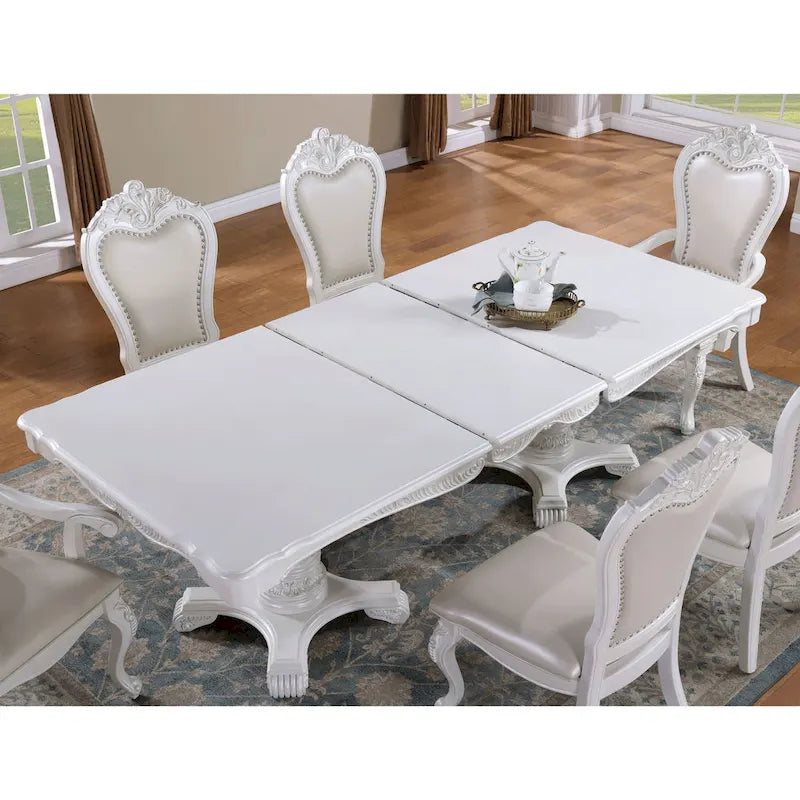 Furniture of America Eugene traditionele eetkamerset van massief hout, 9-delig, met uitschuifbare tafel