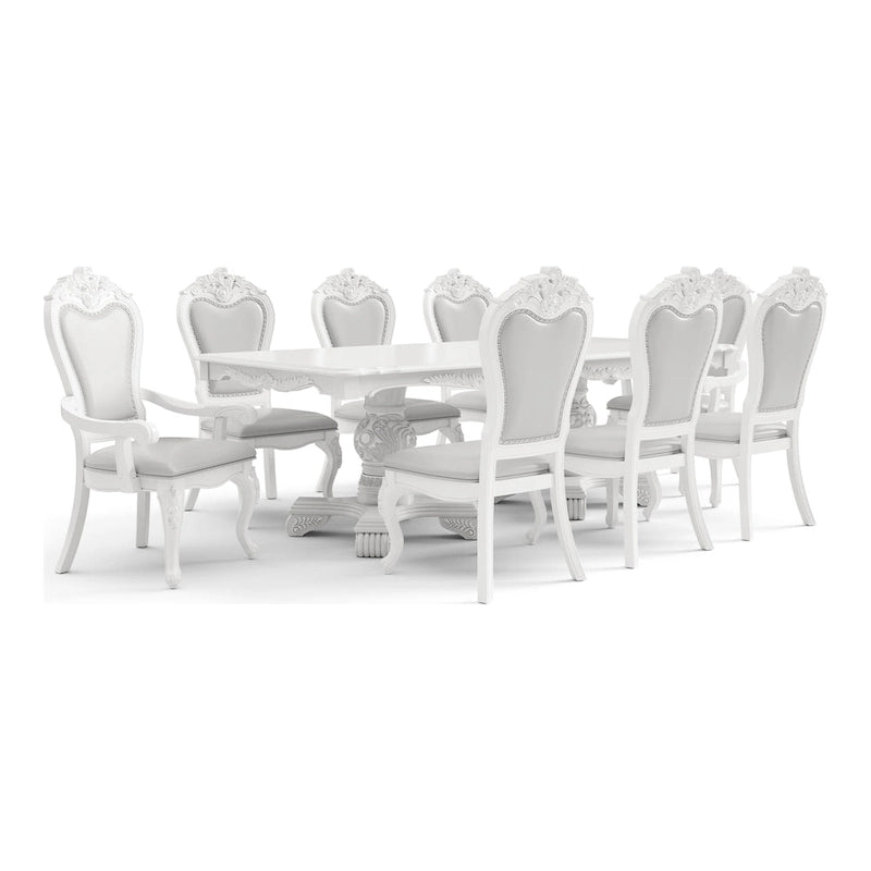 Furniture of America Eugene traditionele eetkamerset van massief hout, 9-delig, met uitschuifbare tafel
