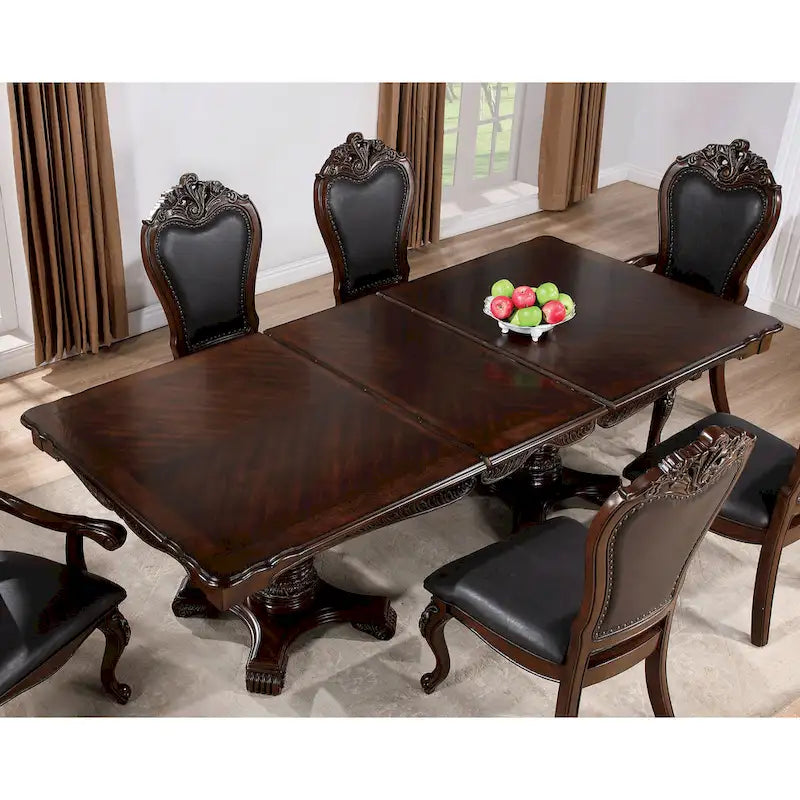 Furniture of America Eugene traditionele eetkamerset van massief hout, 9-delig, met uitschuifbare tafel