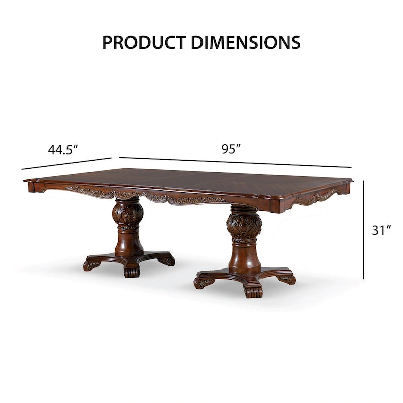 Furniture of America Eugene traditionele eetkamerset van massief hout, 9-delig, met uitschuifbare tafel