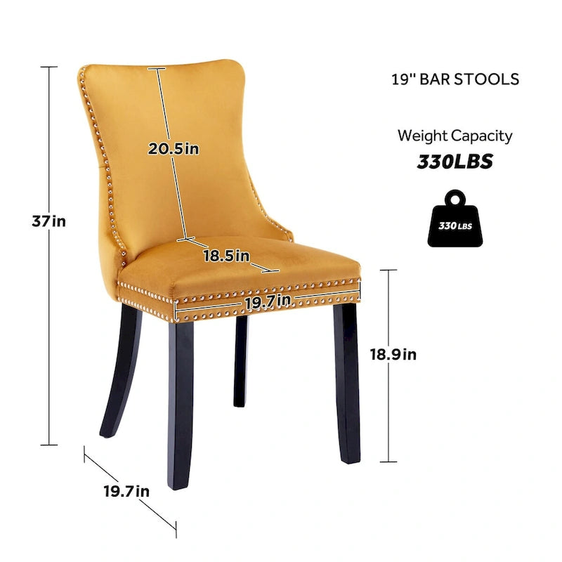Ensemble de 4 chaises de salle à manger KATA rembourrées en velours avec dossier haut et ailes