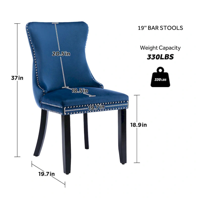 Ensemble de 4 chaises de salle à manger KATA rembourrées en velours avec dossier haut et ailes