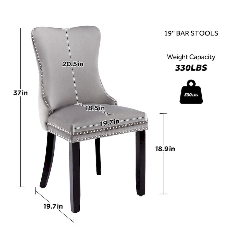 Ensemble de 4 chaises de salle à manger KATA rembourrées en velours avec dossier haut et ailes
