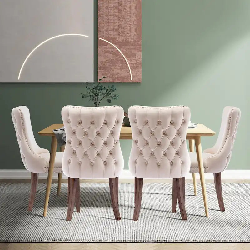 Ensemble de 4 chaises de salle à manger KATA rembourrées en velours avec dossier haut et ailes