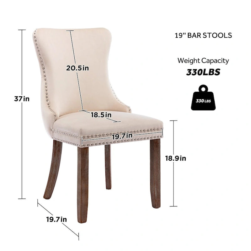 Ensemble de 4 chaises de salle à manger KATA rembourrées en velours avec dossier haut et ailes