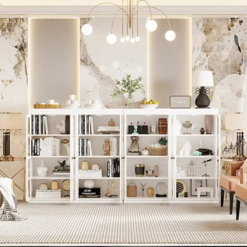 Sophisticated Storage Ensemble: Buffet Sideboard Bookshelf Cabinet