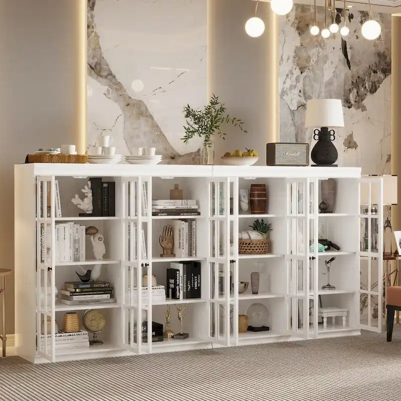 Sophisticated Storage Ensemble: Buffet Sideboard Bookshelf Cabinet
