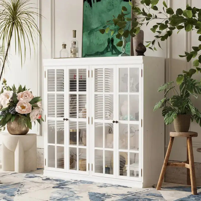 Sophisticated Storage Ensemble: Buffet Sideboard Bookshelf Cabinet