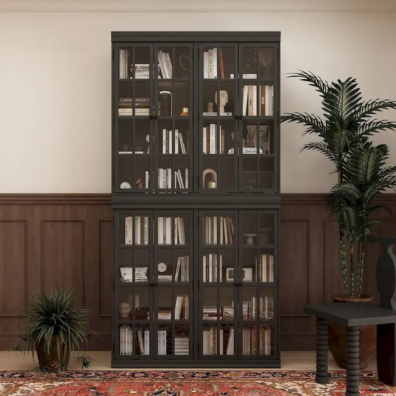Sophisticated Storage Ensemble: Buffet Sideboard Bookshelf Cabinet