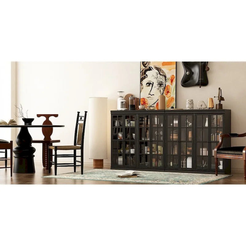 Sophisticated Storage Ensemble: Buffet Sideboard Bookshelf Cabinet
