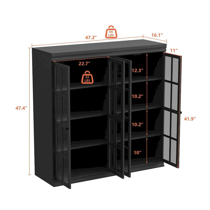 Sophisticated Storage Ensemble: Buffet Sideboard Bookshelf Cabinet