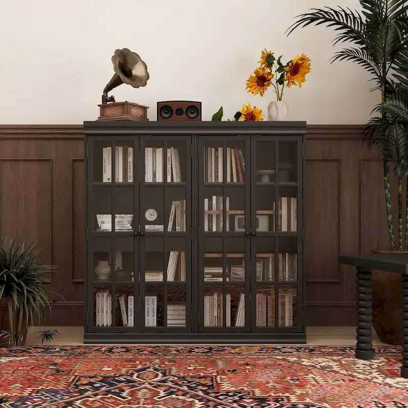 Sophisticated Storage Ensemble: Buffet Sideboard Bookshelf Cabinet