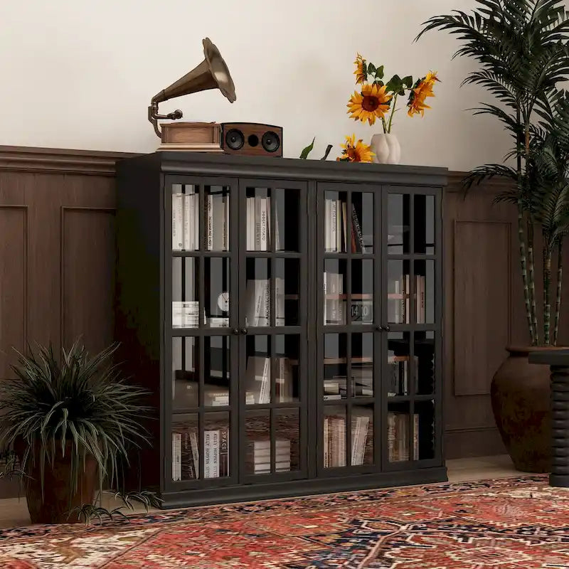 Sophisticated Storage Ensemble: Buffet Sideboard Bookshelf Cabinet