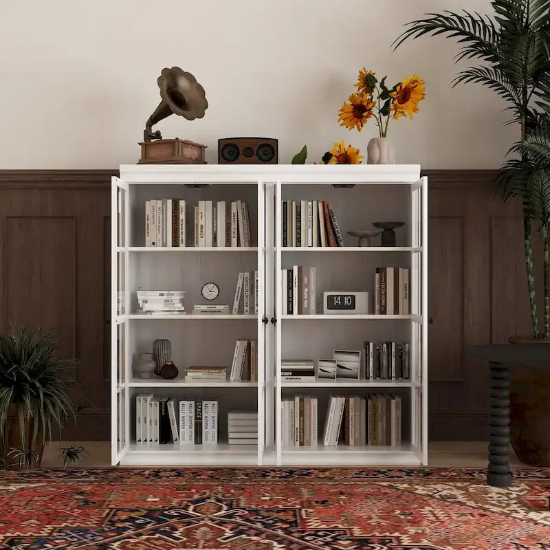Sophisticated Storage Ensemble: Buffet Sideboard Bookshelf Cabinet