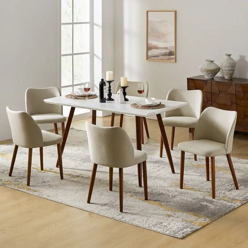 Ensemble de 6 chaises de salle à manger rembourrées en bois massif Melisa par HULALA HOME