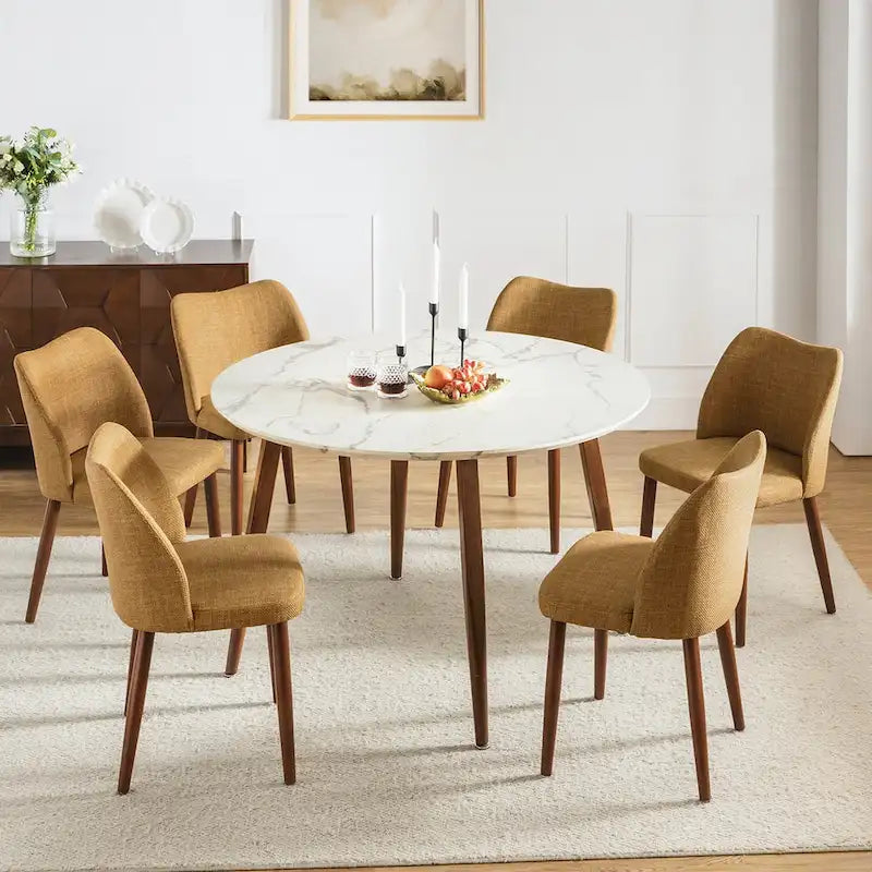 Ensemble de 6 chaises de salle à manger rembourrées en bois massif Melisa par HULALA HOME