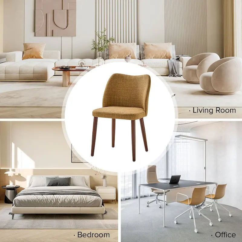 Ensemble de 6 chaises de salle à manger rembourrées en bois massif Melisa par HULALA HOME