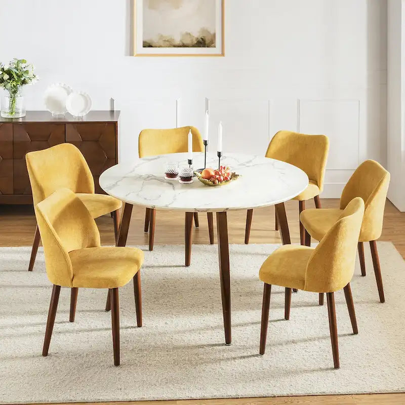 Ensemble de 6 chaises de salle à manger rembourrées en bois massif Melisa par HULALA HOME