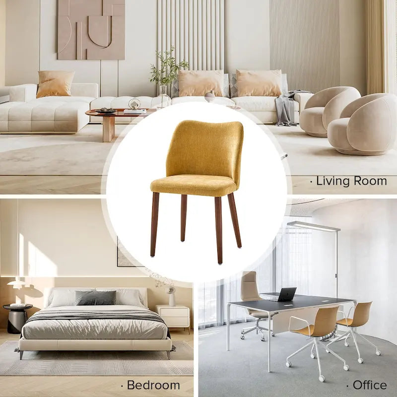 Ensemble de 6 chaises de salle à manger rembourrées en bois massif Melisa par HULALA HOME