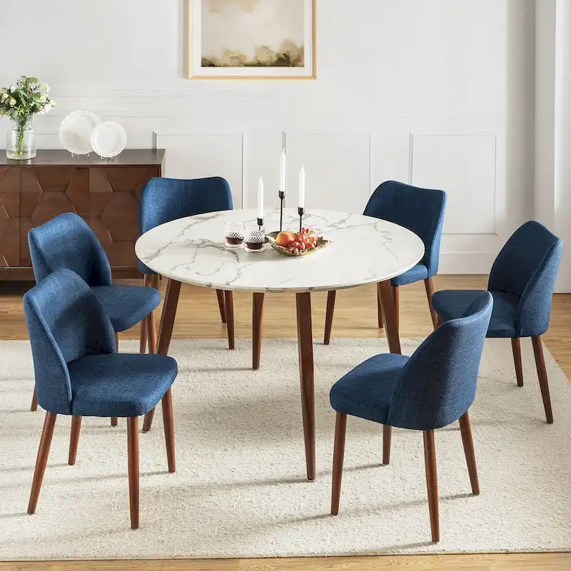 Ensemble de 6 chaises de salle à manger rembourrées en bois massif Melisa par HULALA HOME
