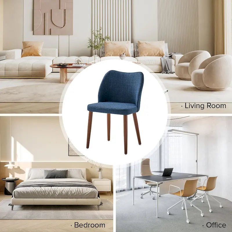 Ensemble de 6 chaises de salle à manger rembourrées en bois massif Melisa par HULALA HOME