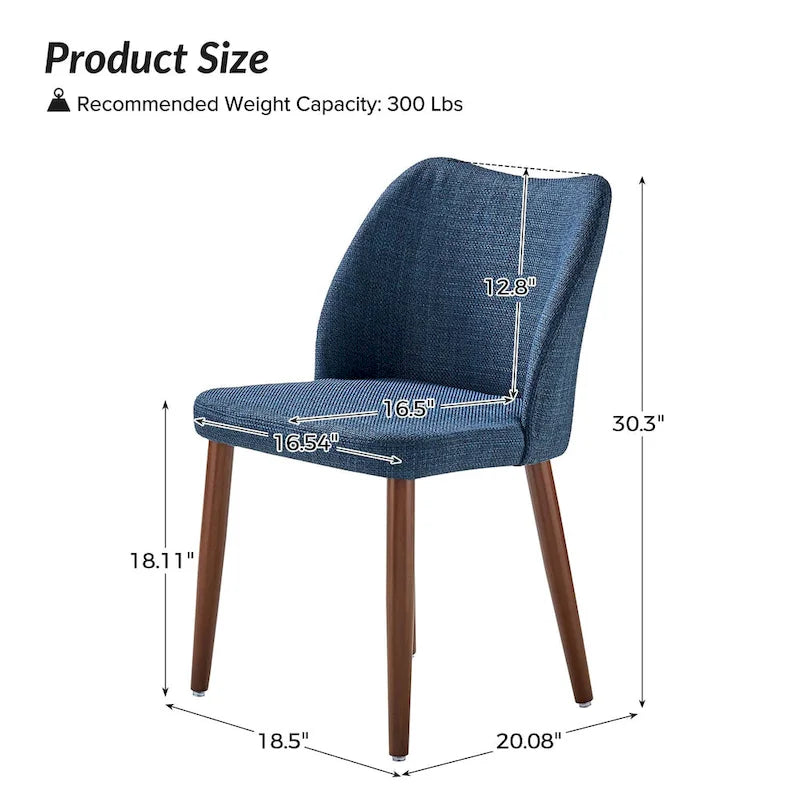 Ensemble de 6 chaises de salle à manger rembourrées en bois massif Melisa par HULALA HOME