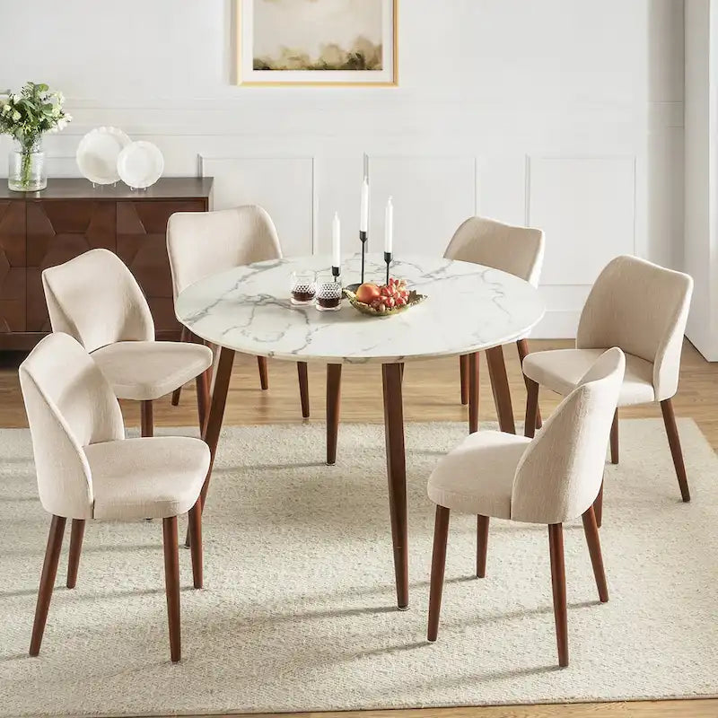 Ensemble de 6 chaises de salle à manger rembourrées en bois massif Melisa par HULALA HOME