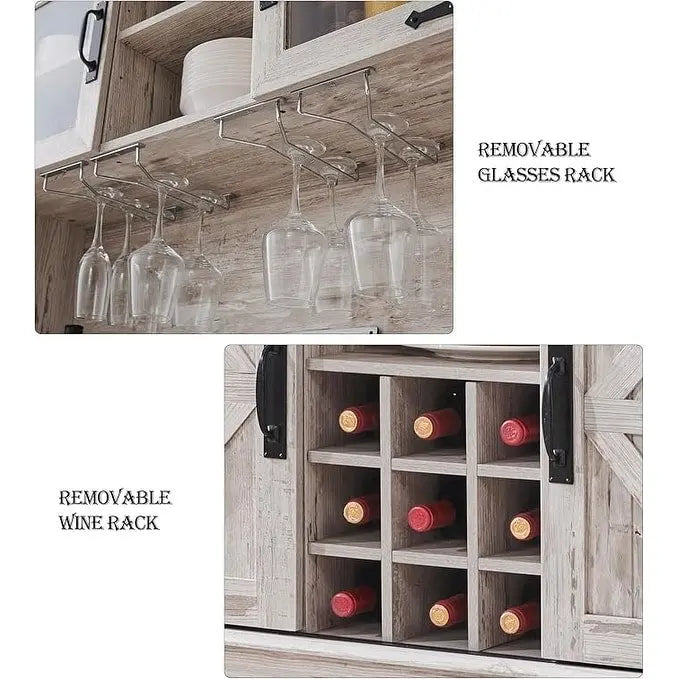 Farmhosue Bar Cabinet, Kitchen Buffet, Coffee Bar Sideboard Table - N/A