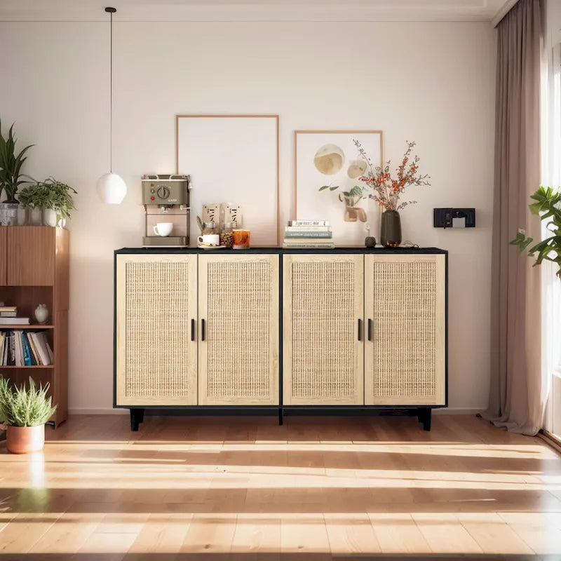 62.20Elegantes und funktionales Rattan-Sideboard mit 4 Türen