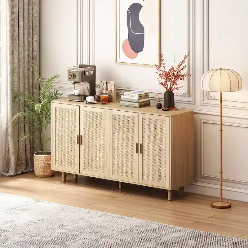62.20Elegantes und funktionales Rattan-Sideboard mit 4 Türen