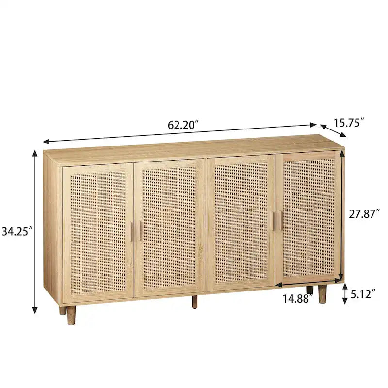 62.20Elegantes und funktionales Rattan-Sideboard mit 4 Türen