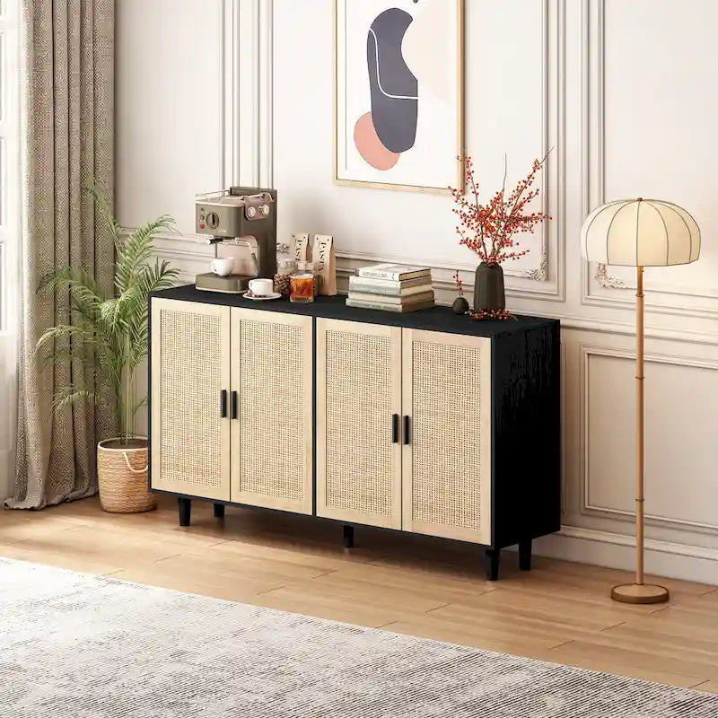 62.20Elegantes und funktionales Rattan-Sideboard mit 4 Türen