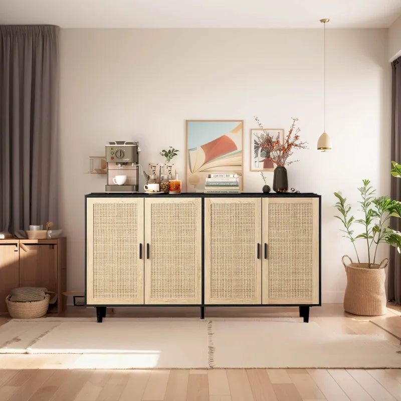 62.20Elegantes und funktionales Rattan-Sideboard mit 4 Türen