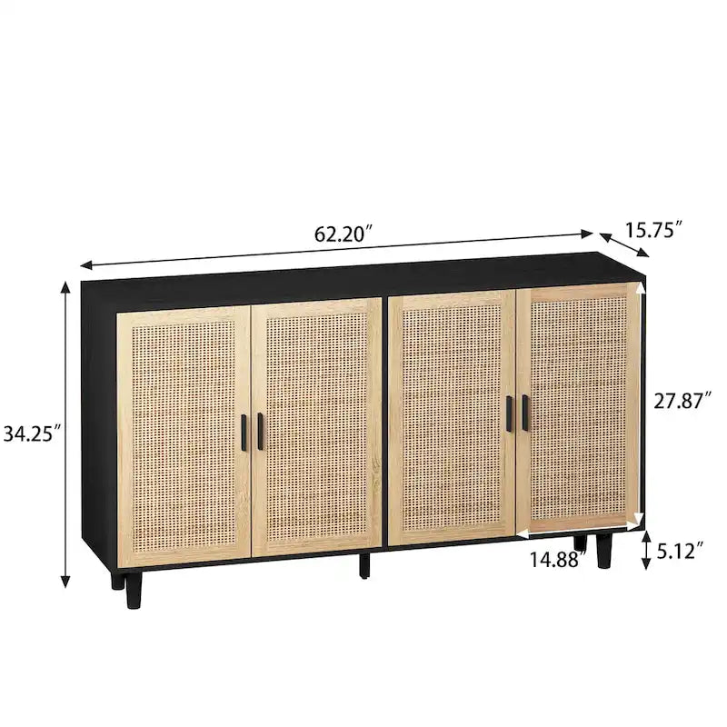 62.20Elegantes und funktionales Rattan-Sideboard mit 4 Türen