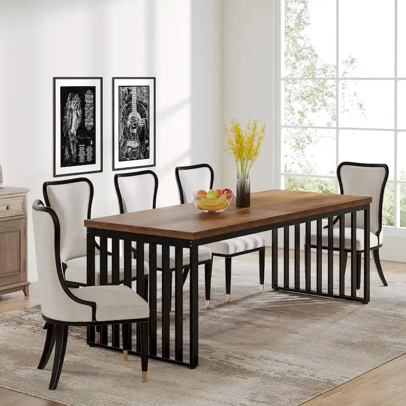 Tavolo da pranzo da 78.7 pollici per 6-8 persone, tavolo da pranzo in legno per la sala da pranzo