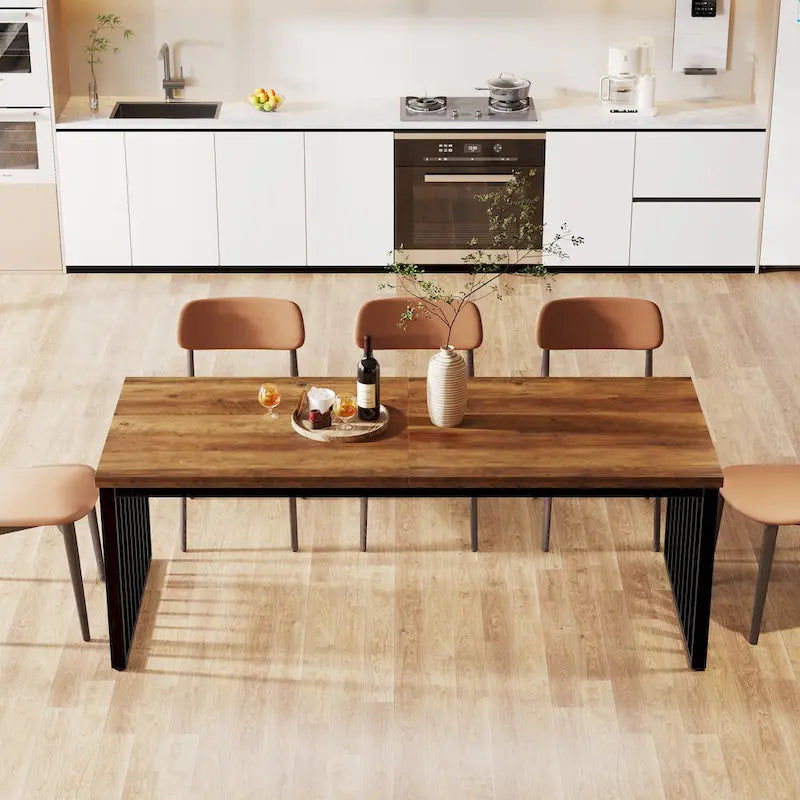 Tavolo da pranzo da 78.7 pollici per 6-8 persone, tavolo da pranzo in legno per la sala da pranzo